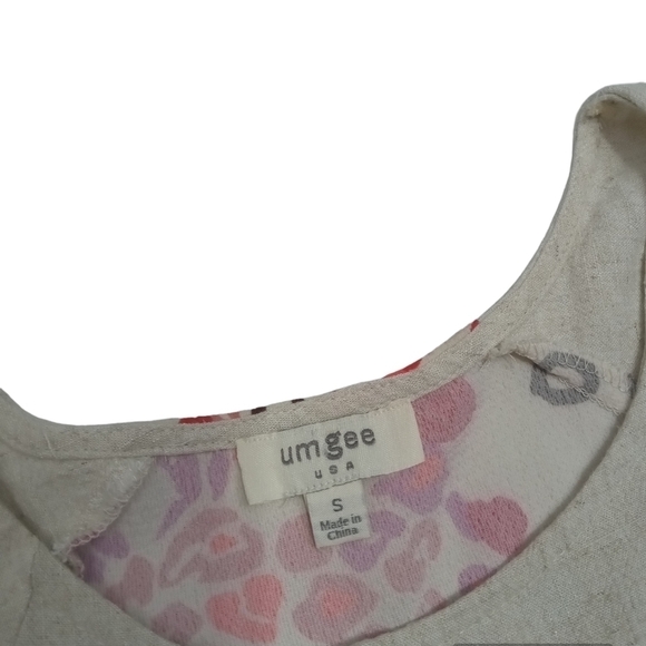 UMGEE Scoop Neck Boho Multi Printed Frayed Hem Top Small - Picture 3 of 7